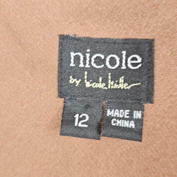 Fairy Cottage Core Dress Frilled Layer Midi Silk Brown Floral 12 Nicole Miller - Picture 15 of 16